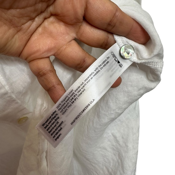 Eileen Fisher 100% Organic Linen High Slit Button Down Tunic Top Extra Small - Picture 9 of 11